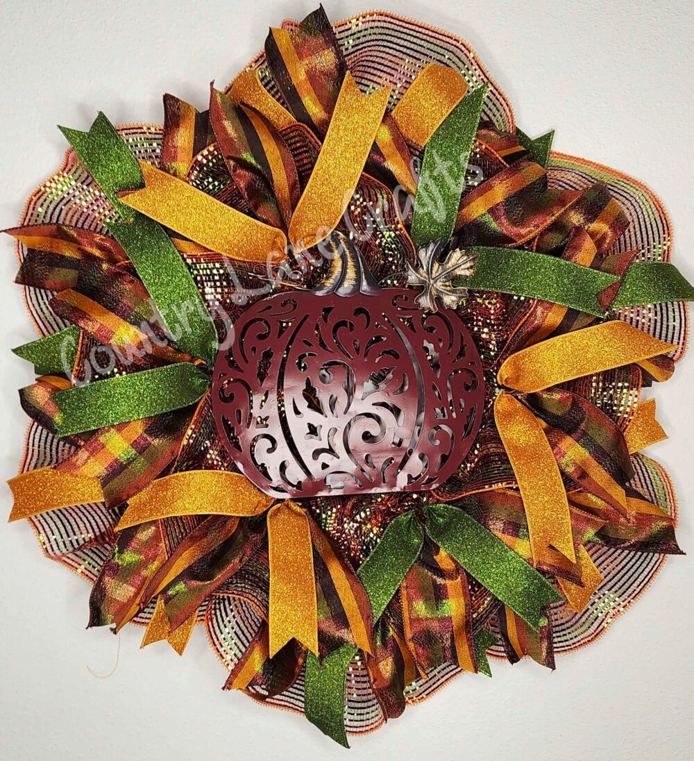Burgundy Lighted Pumpkin Fall Mesh Front Door Décor Wreath – Shop Iowa