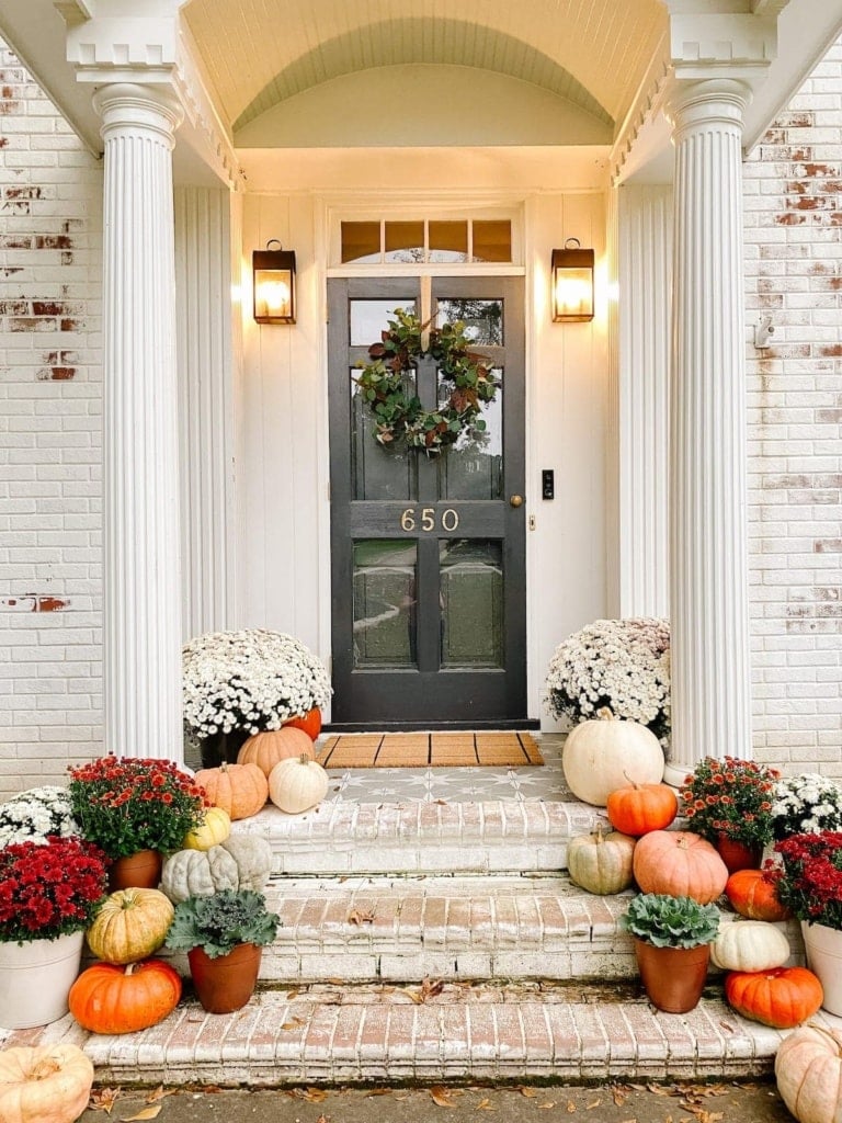 Colorful Fall Porch Stoop - Bless'er House