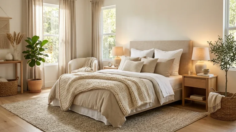 Cozy Bedroom Inspiration with Layered Neutral Bedding