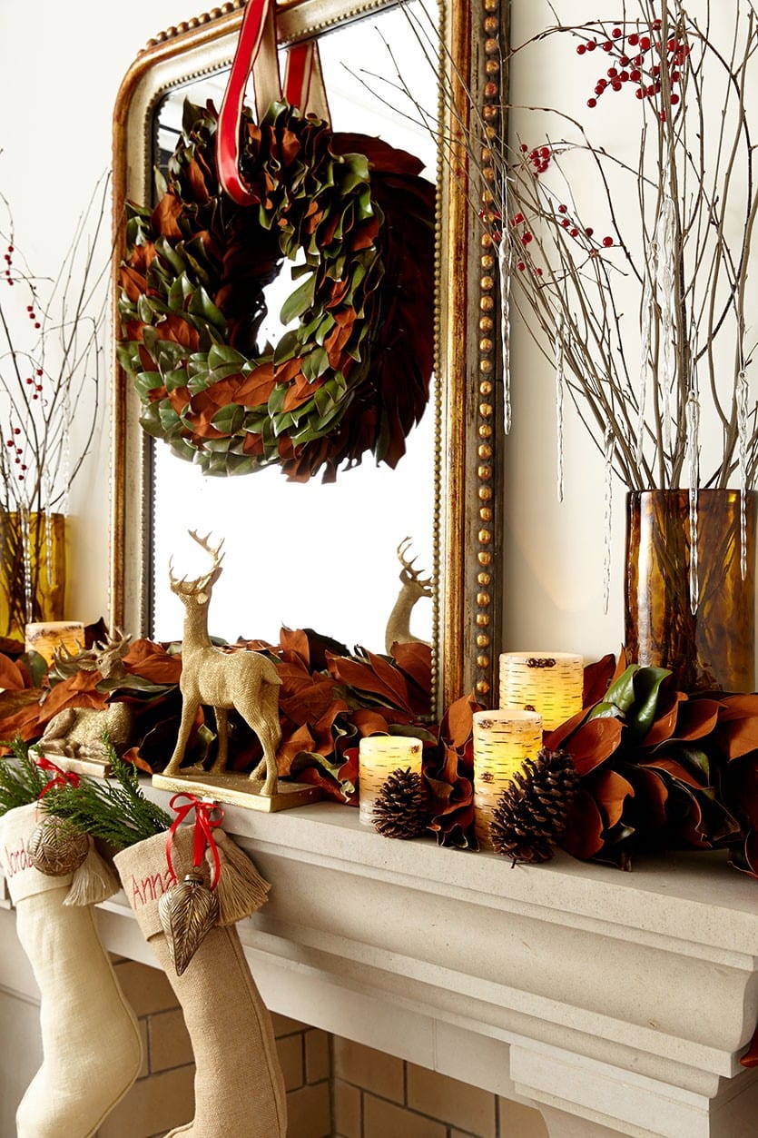 Decorating a mantel for Fall and Christmas