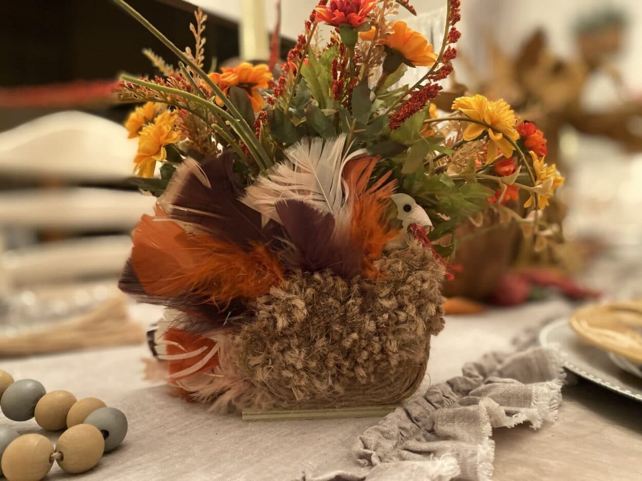 DIY Dollar Tree Turkey Centerpiece - The Crafty Decorator