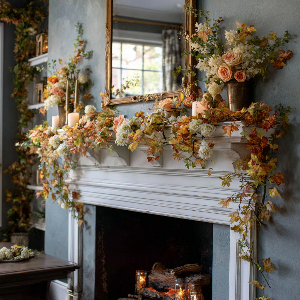 DIY Fall Garland for Fireplace Mantel (That Looks Fancy but Isn't)