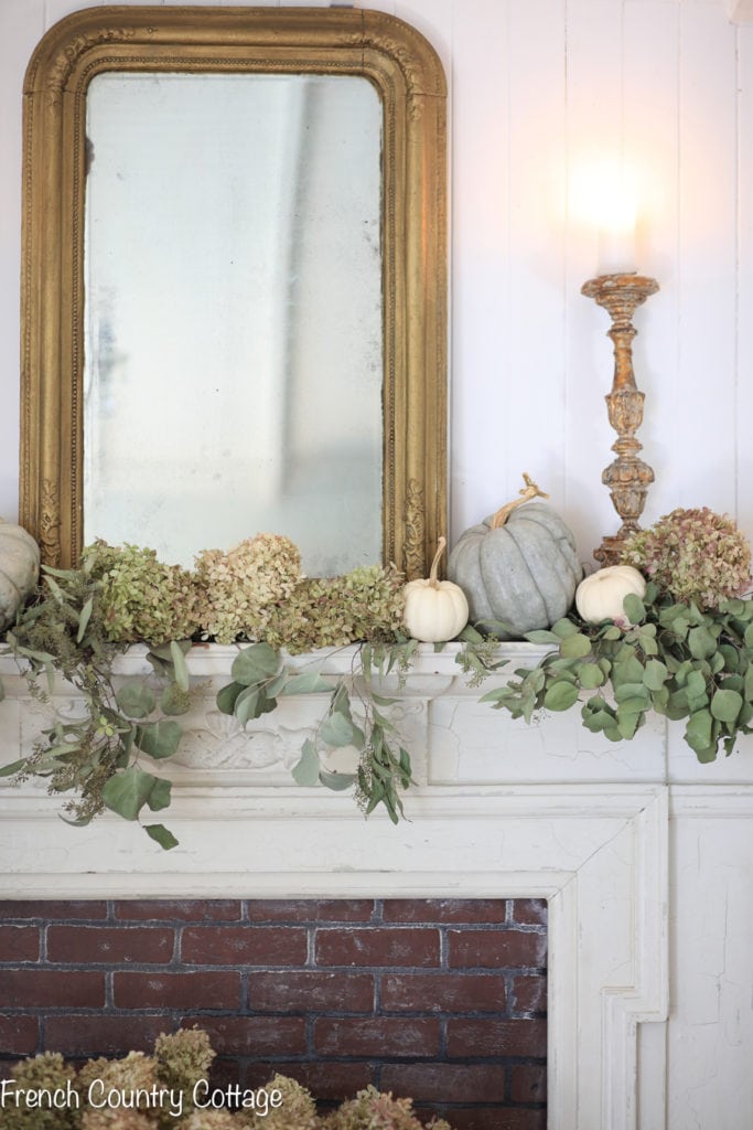 Elegant and natural autumn mantel decor - French Country Cottage