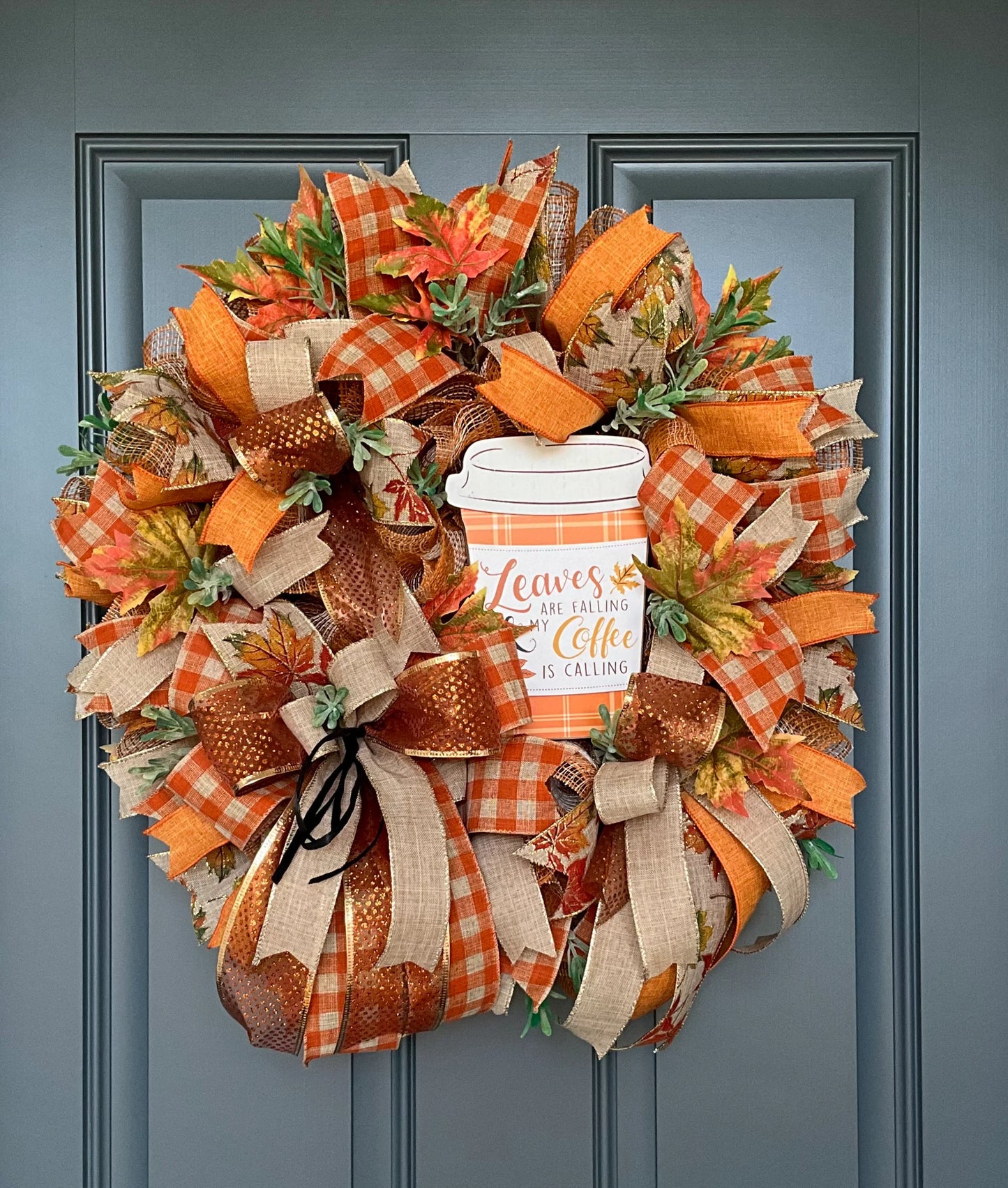 Fall Deco Mesh Wreath, Autumn Deco Mesh Wreath, Thanksgiving Deco Mesh Wreath