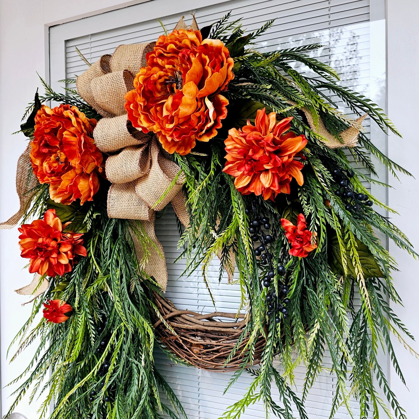 Fall Decor Door Wreath Artificial Fall Wreaths For Front Door Rustic Autumn Wreath With Pumpkin,Rose,Berry Branchesm,Mixed Leaves Thanksgiving Wreath ...