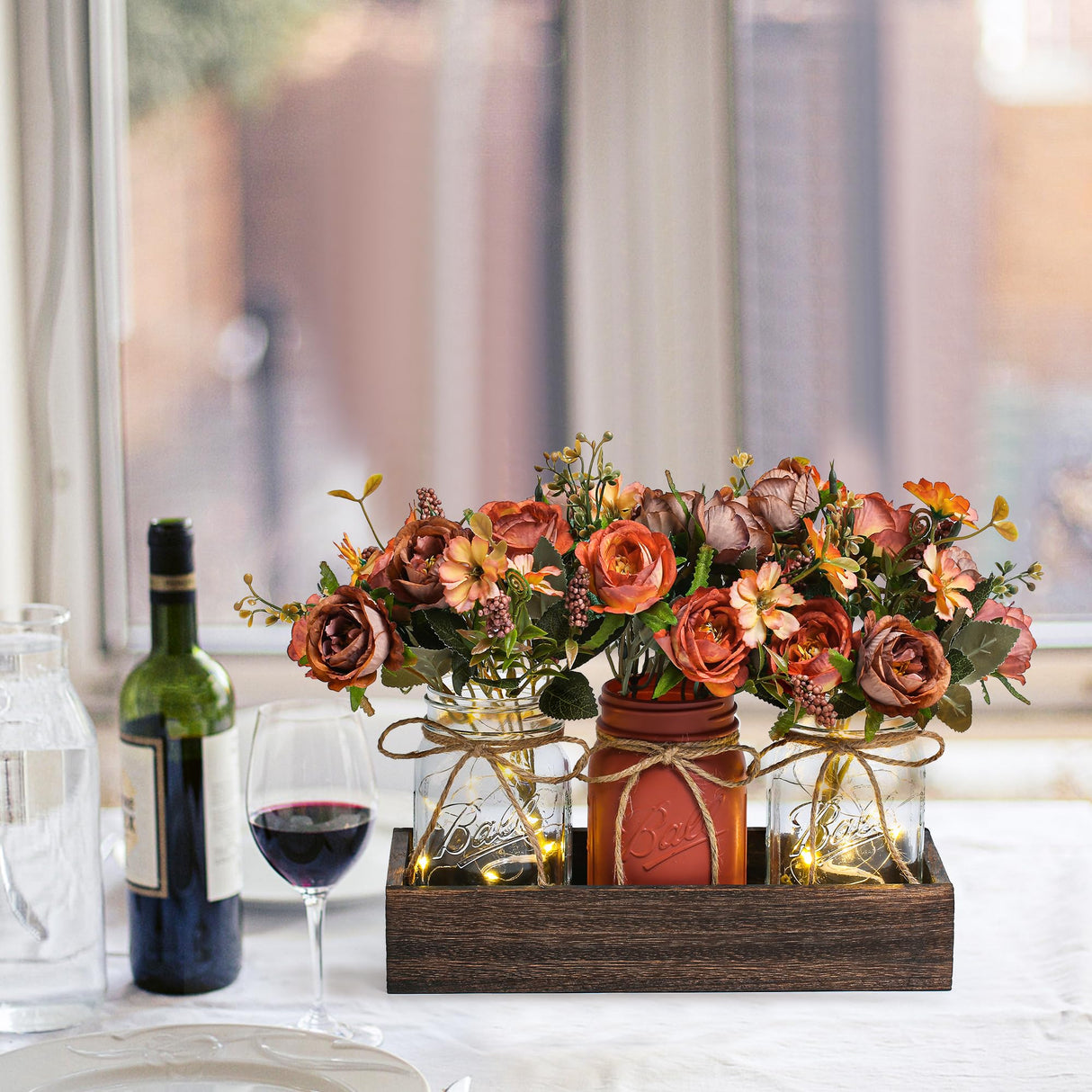 Fall Dining Farmhouse Dining Room Table Centerpiece Fall Floral Arrangement, Rustic Farmhouse Fall Table Decor, Mantle