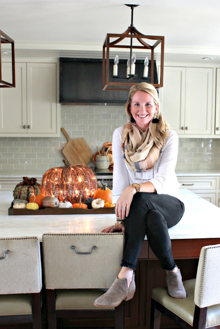 Fall Kitchen Decor- Kitchen Island Fall Centerpiece Idea