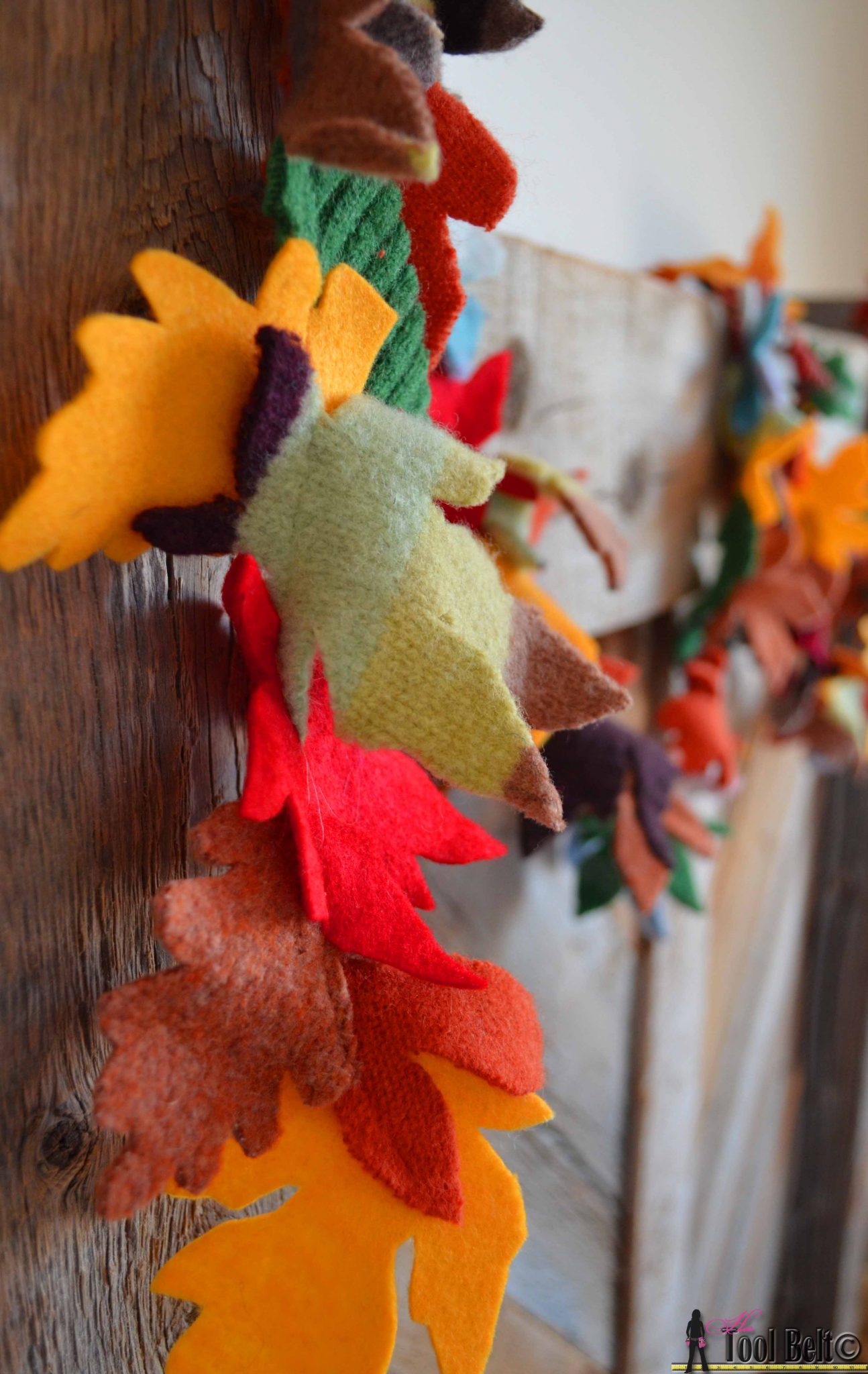 fall leaf garland up close - Her Tool Belt