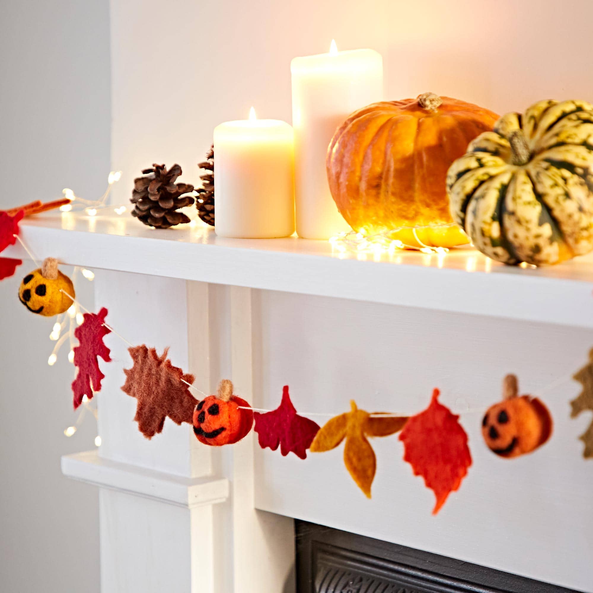 Fall Mantel Garland Mantle, Fall Leaves Garland With Pumpkin Maple Leaves For Autumn Home Table Thanksgiving