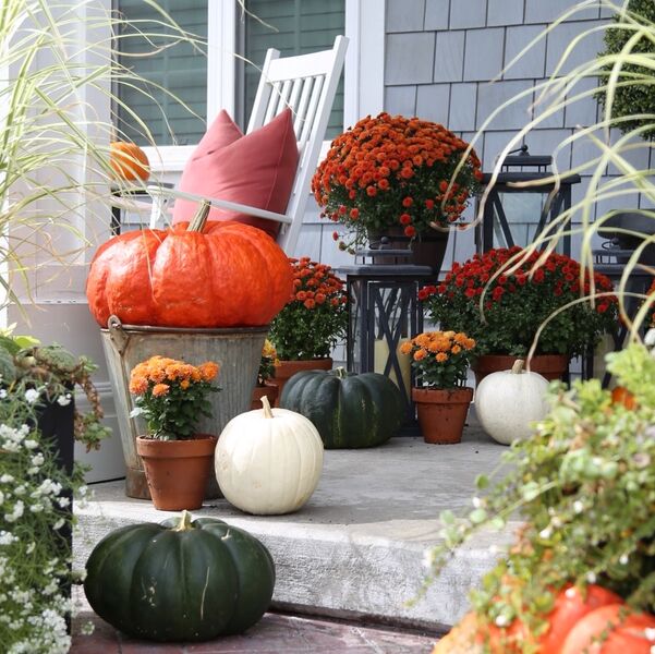 Festive Fall Porch Styling - Cape Cod Farmhouse - Cambridge Home Company
