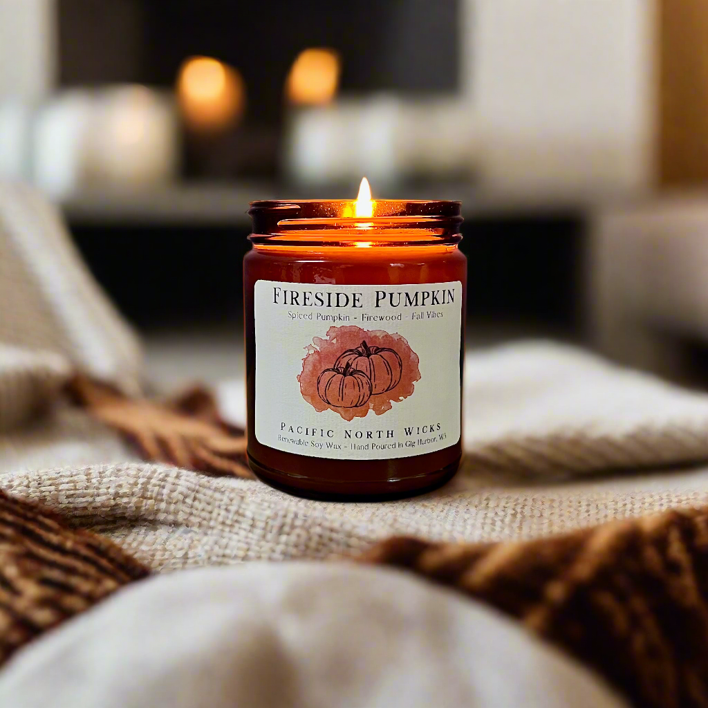 Fireside Pumpkin Candle | Fall Fragrance | Pumpkin Spice and Firewood Gold