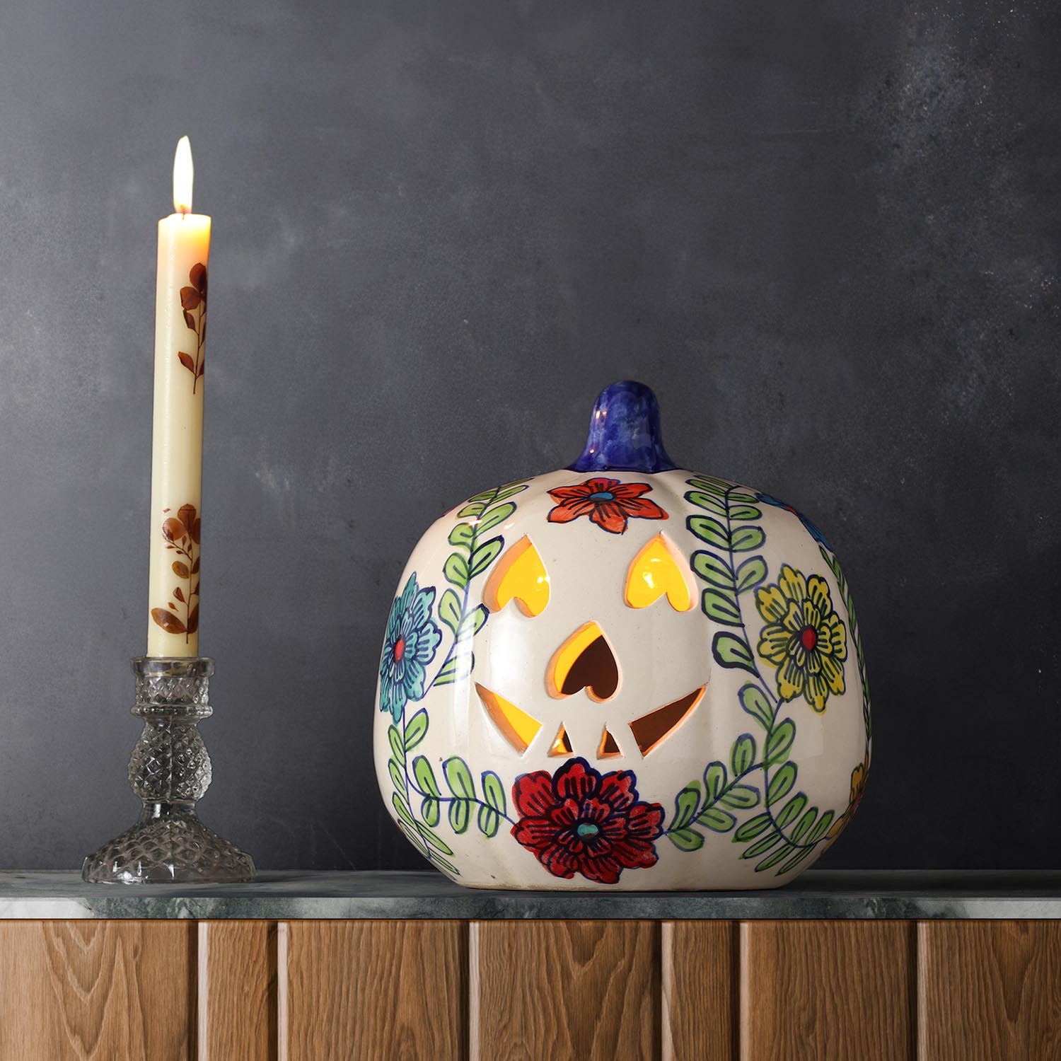 Floral Decorated Pumpkin Handcrafted Floral Pumpkin Fall Decor Pumpkin With Flowers Rustic Autumn Table Decoration Halloween