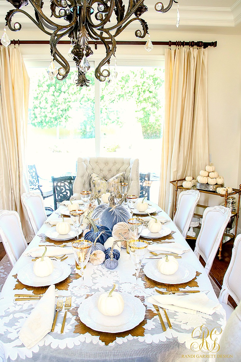 Glam Fall Dining Room Tour + Velvet Pumpkin Table - Randi Garrett Design