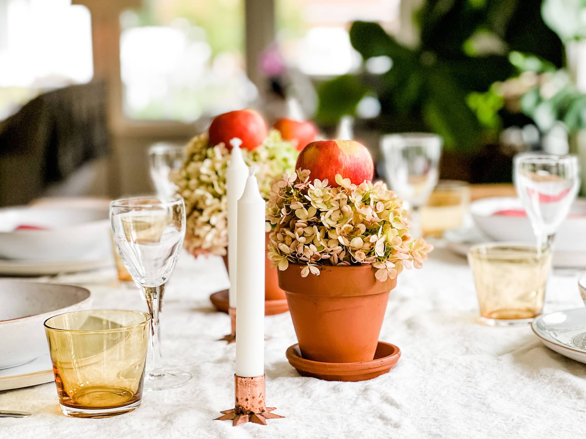 How to Make a Fall Centerpiece with Apples & Hydrangeas | Most Lovely Things