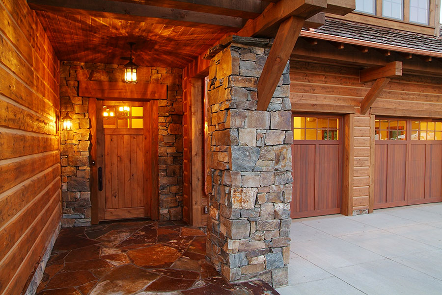 Lighted Entryway with Garage - Natural Crushed Rock, Interior/Exterior Decorative Stone | Boulders, Veneer, Ground Cover, Flagstone | Red Flint Rock & Stone