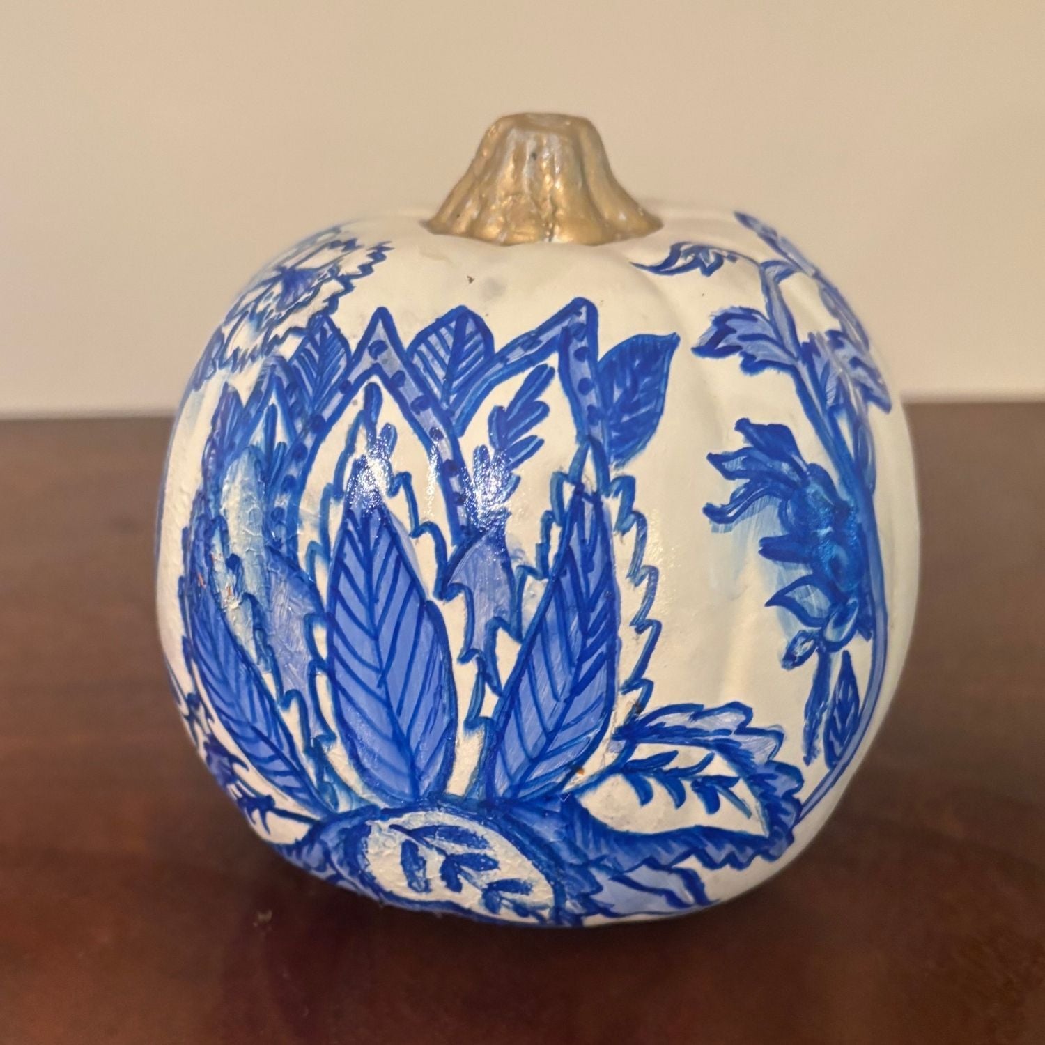 Lotus Bloom Hand-Painted Pumpkin