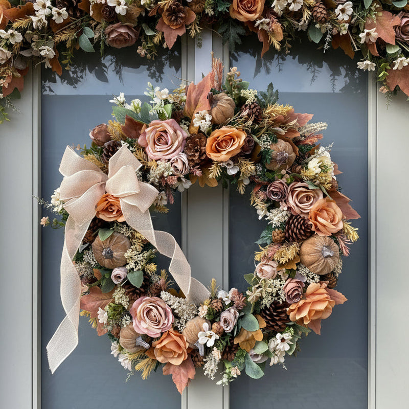 Luxurious Fall Wreaths Thanksgiving Front Door Turkey Wreath, Designer Extra Large Fall Door, Autumn Decor, Pumpkin