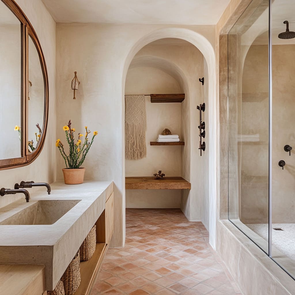 Modern Boho Chic Bathroom Design Ideas | Soft Textures & Natural Style