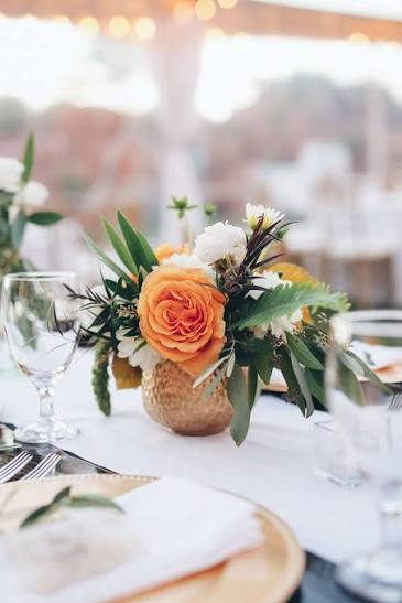 Orange, White, Green Simple Fall Centerpiece