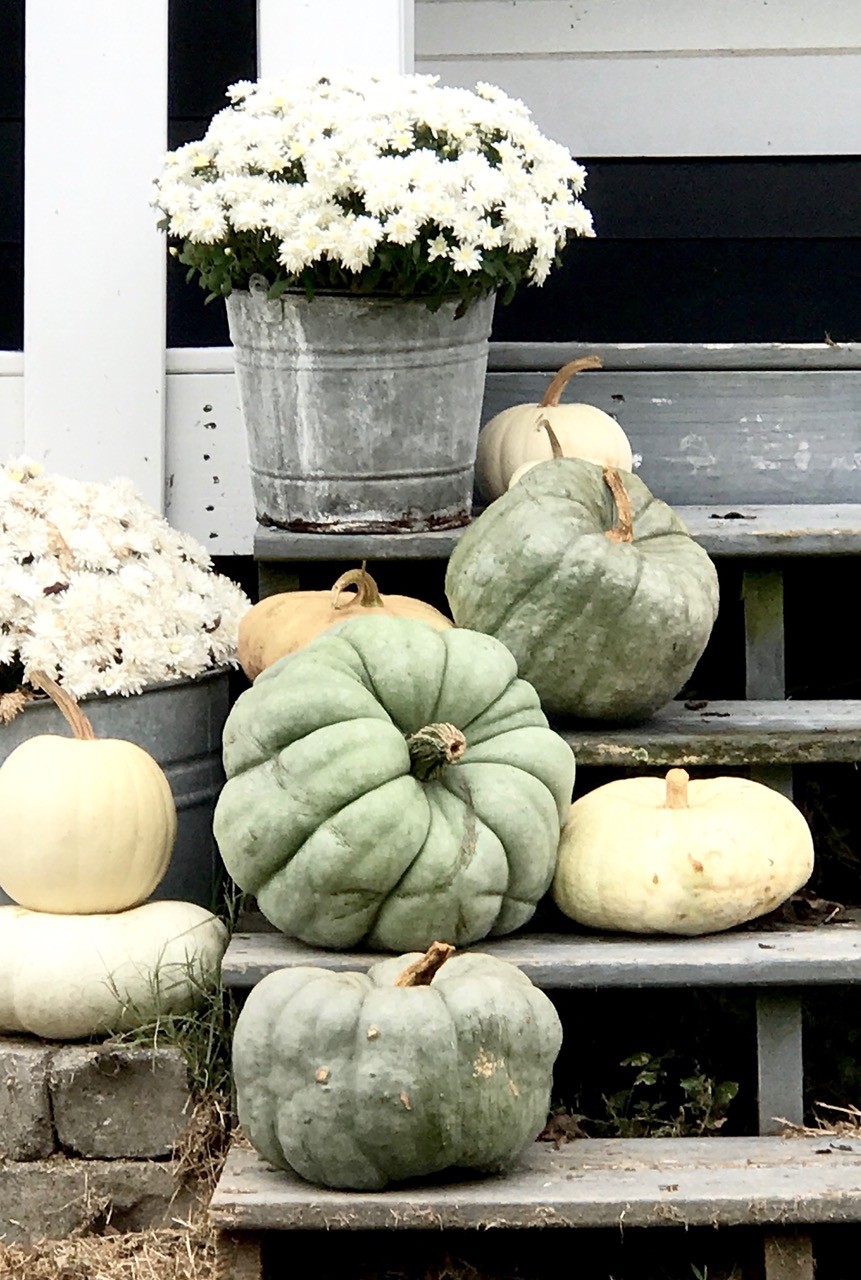Outdoor fall decor ideas: Pumpkins on the frontporch