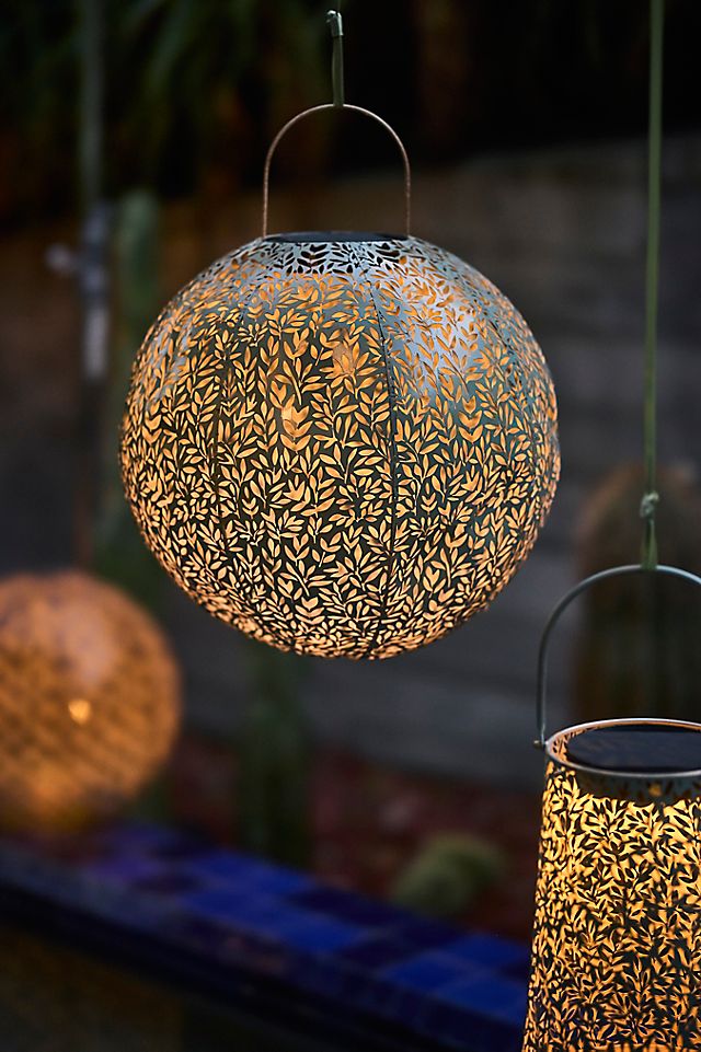 Perforated Botanicals Metal Solar Lantern | Terrain