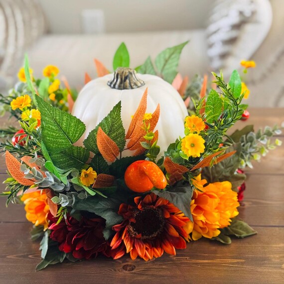 Pumpkin Centerpieces Cream/Blue Pumpkin Centerpiece Supply List Greenery Gal