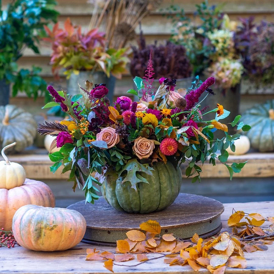 Pumpkin Vase Flower Fall Pumpkin Floral Arrangement Tutorial
