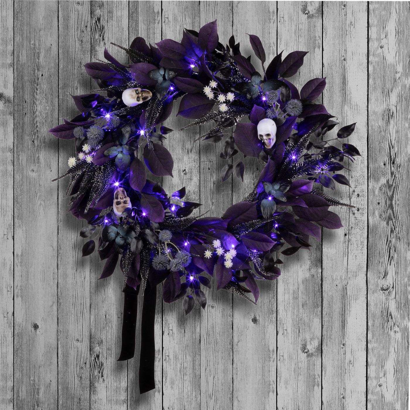 Purple and Black Holiday Wreath 20”