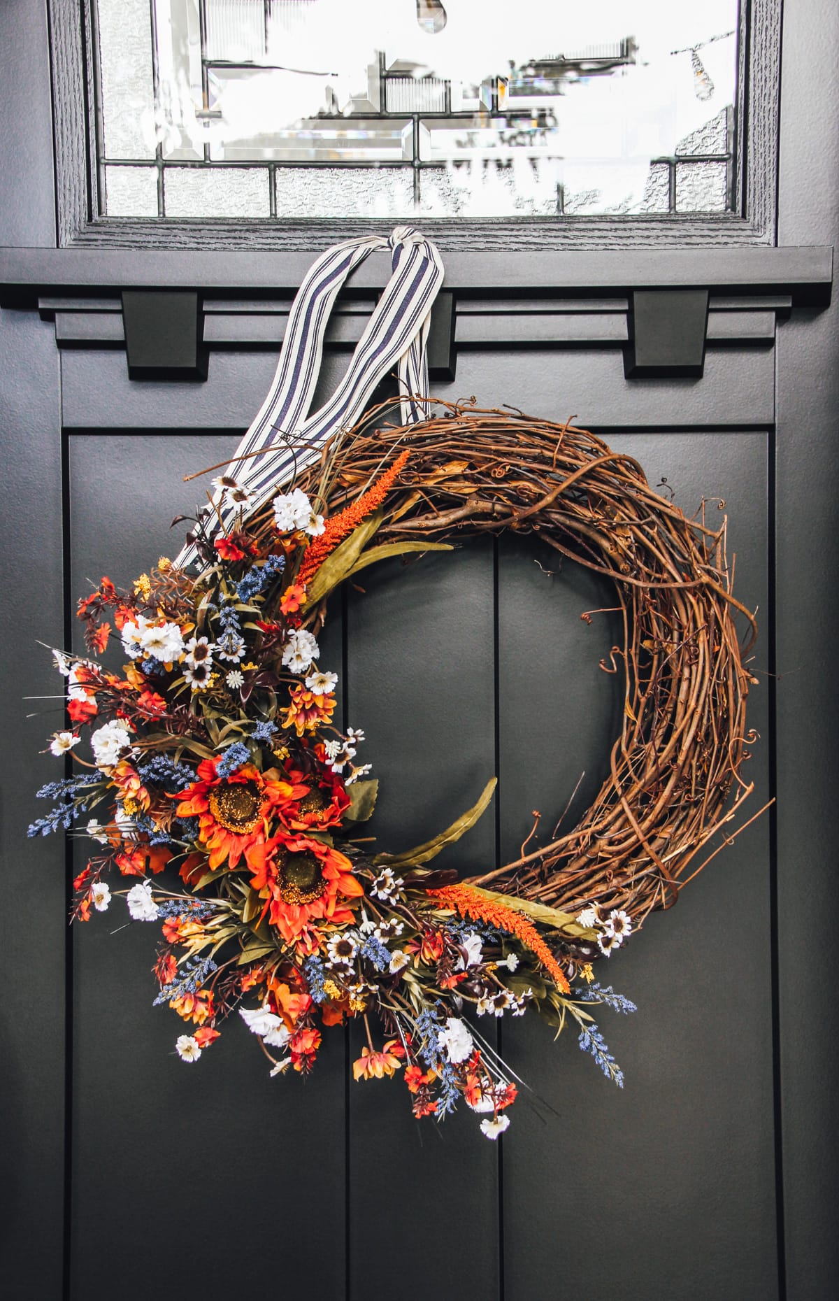 Simple Fall Floral Grapevine Wreath - A Pretty Life In The Suburbs