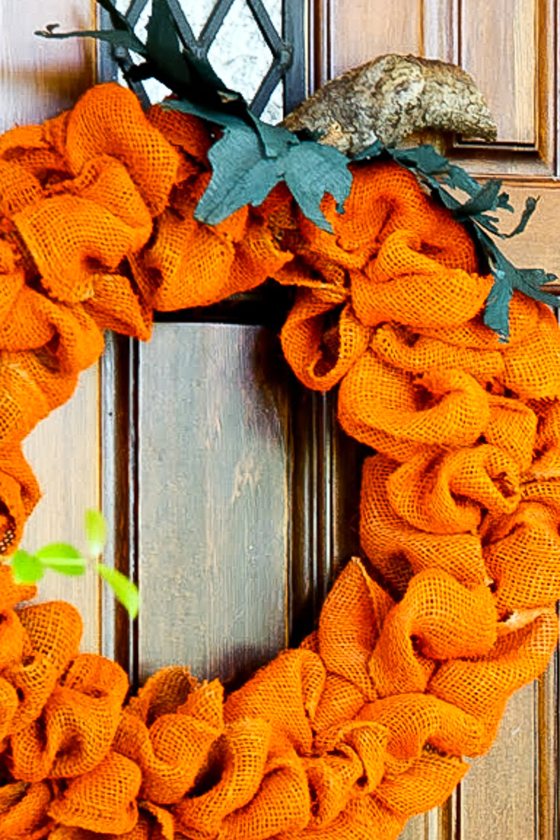 The Easiest Orange Burlap Pumpkin Wreath - Duke Manor Farm by Laura Janning
