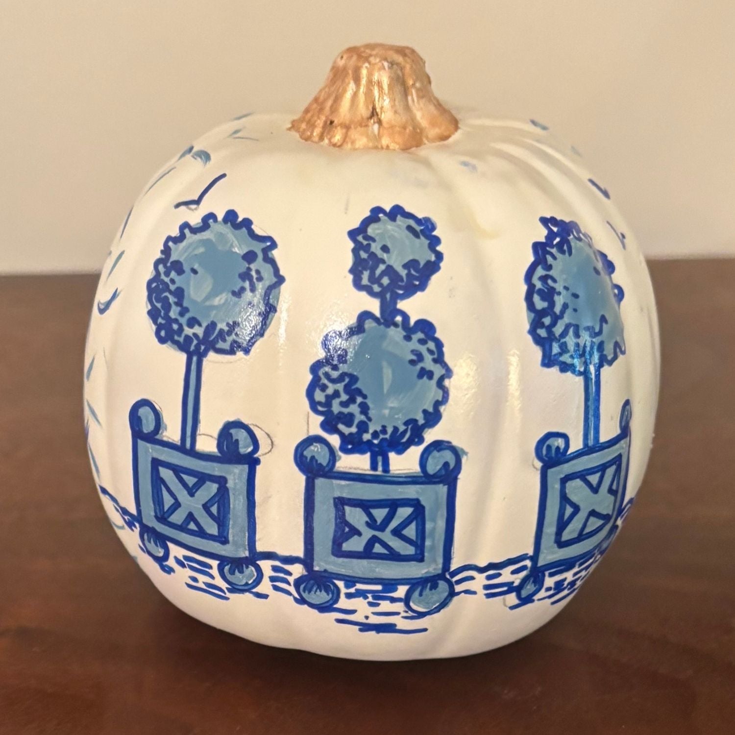 Topiary Whirl Hand-Painted Pumpkin