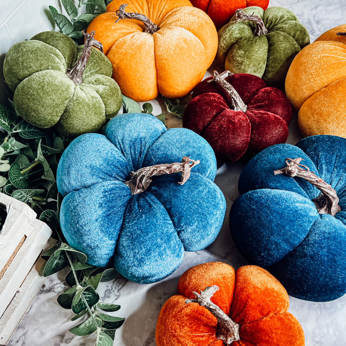Velvet Pumpkins Mini Plush Fall Decor for Mantel – BandsCo Straps