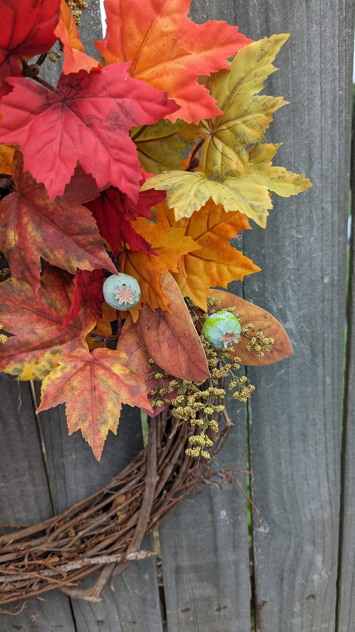 Wreath for Fall / Autumn, Fall Door Wreath, Colorful Elegant Check Ribbon, Autumn Halloween Thanksgiving Wreath Fall Wreath 348sku