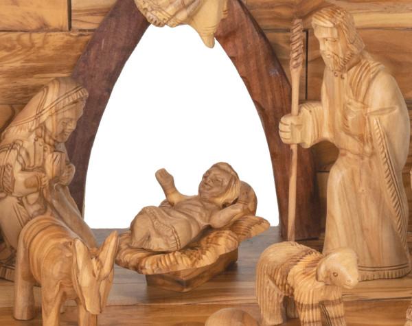 13 Piece Olive Wood Indoor Nativity Scene from Bethlehem
