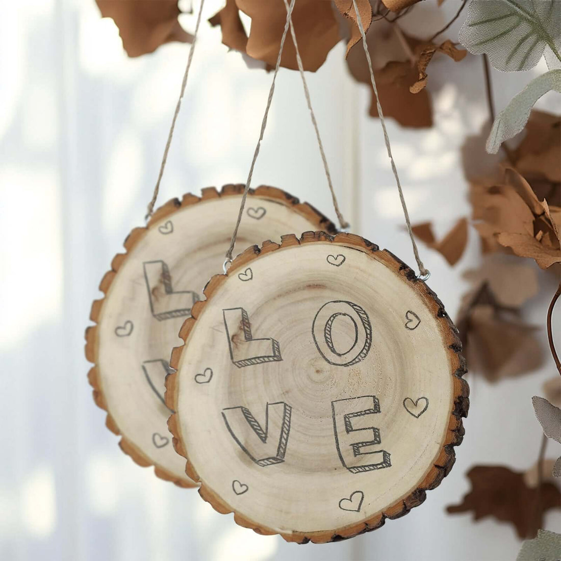 2 Pack Natural Blank Hanging DIY Wood Sign, Round Plaques 8' Dia - Weddings, Events By eFavormart Party Shop