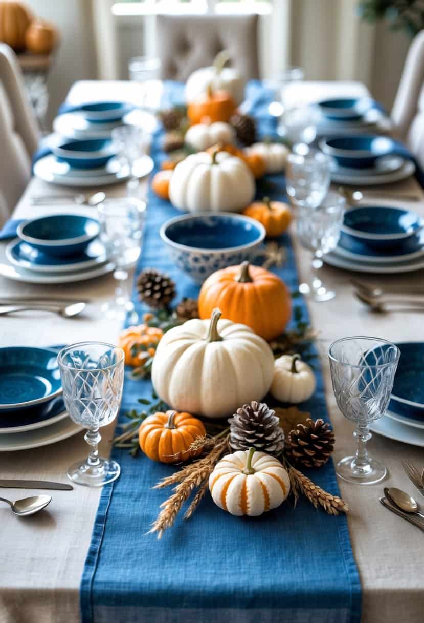 26 Fresh Blue and White Thanksgiving Tablescape Ideas