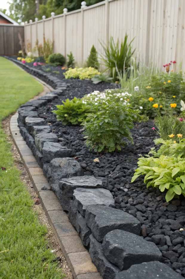 35 Stunning Black Rock Landscape Designs for Every Style