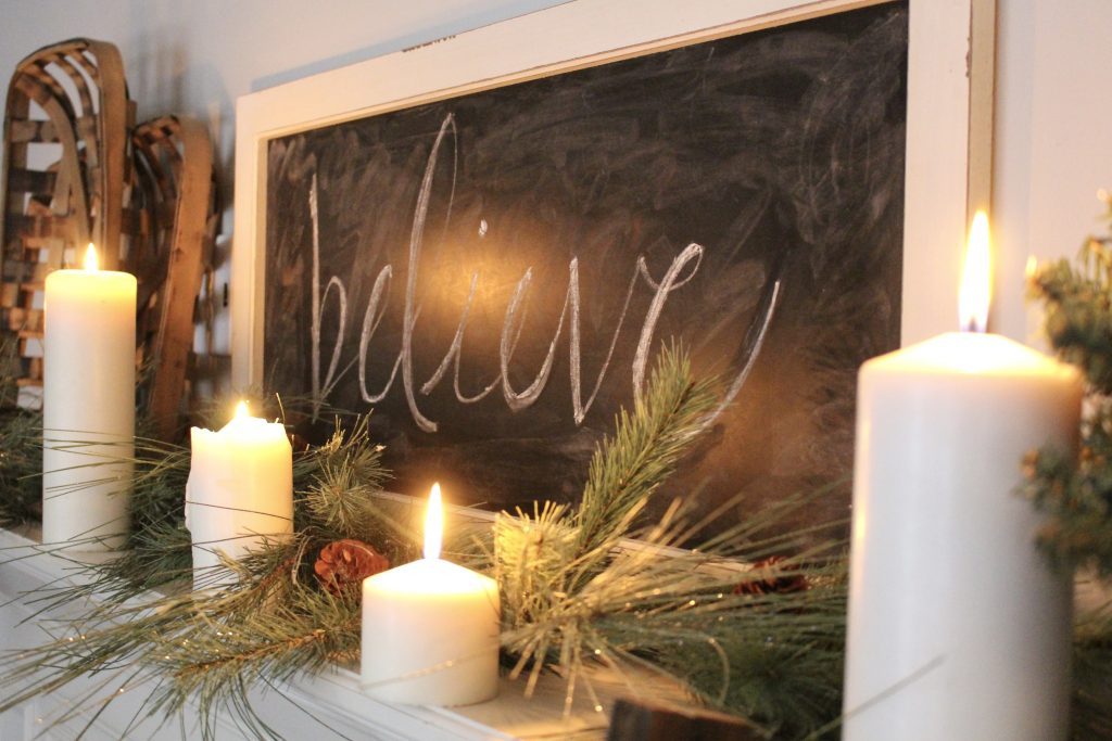 A Farmhouse Christmas Mantel Dressed in Candlelight | My Life From Home