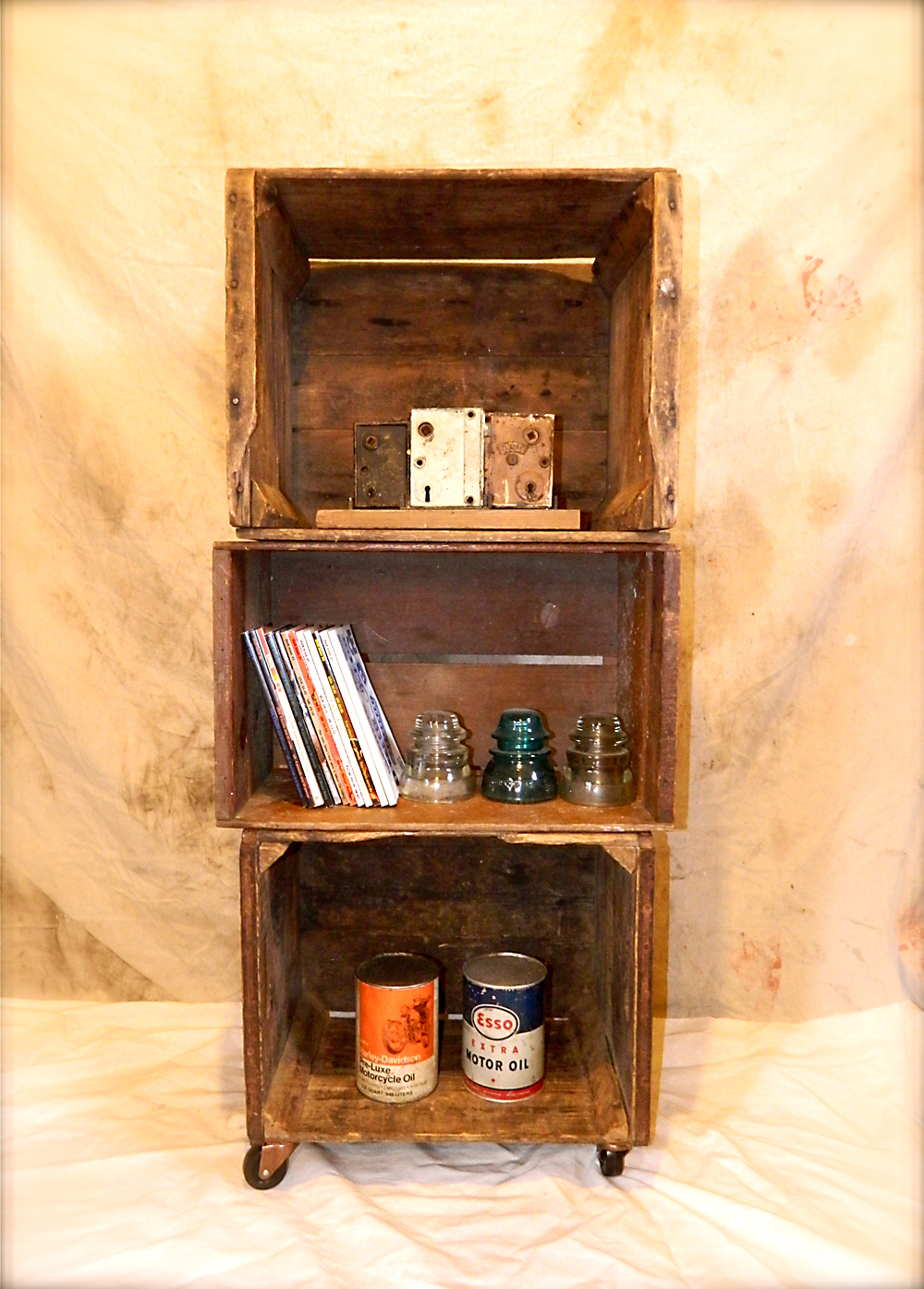 Bookcase made from Repurposed Vintage Crates | Oh! Glory Vintage - Vintage Clothing, Shabby Chic & Repurposed Furniture