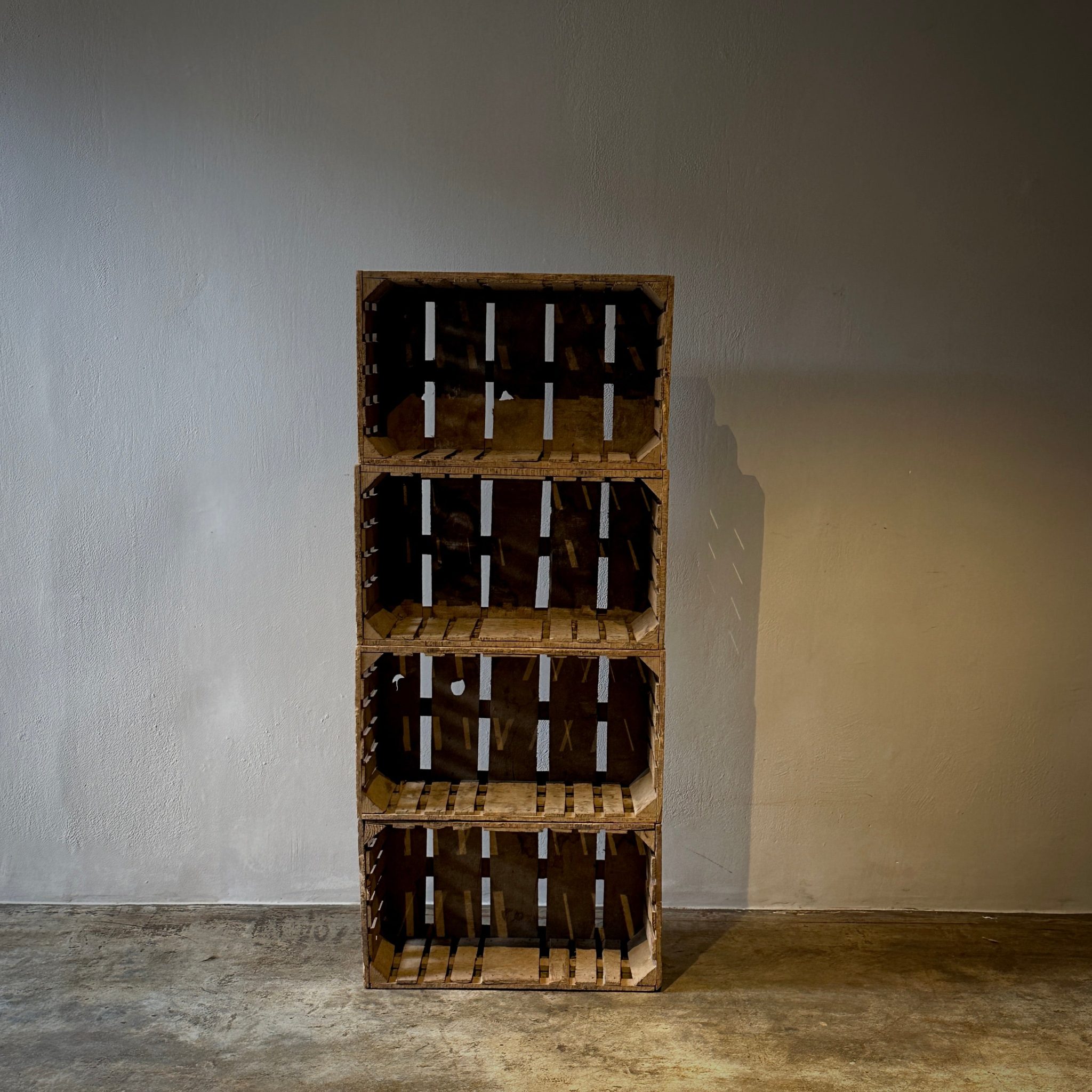 Bookcase Made out of 12 Wooden Crates from Early 20th Century France