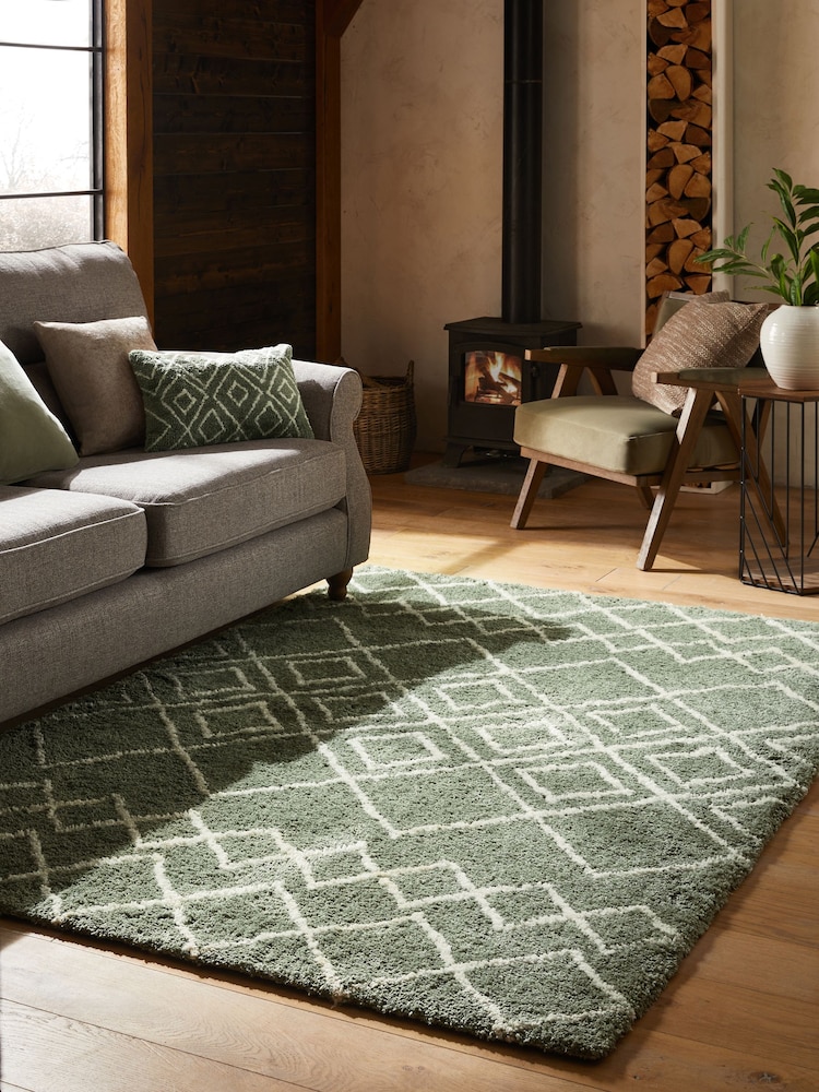 Buy Sage Green Smart Global Berber Standard Rug from the Next UK online shop