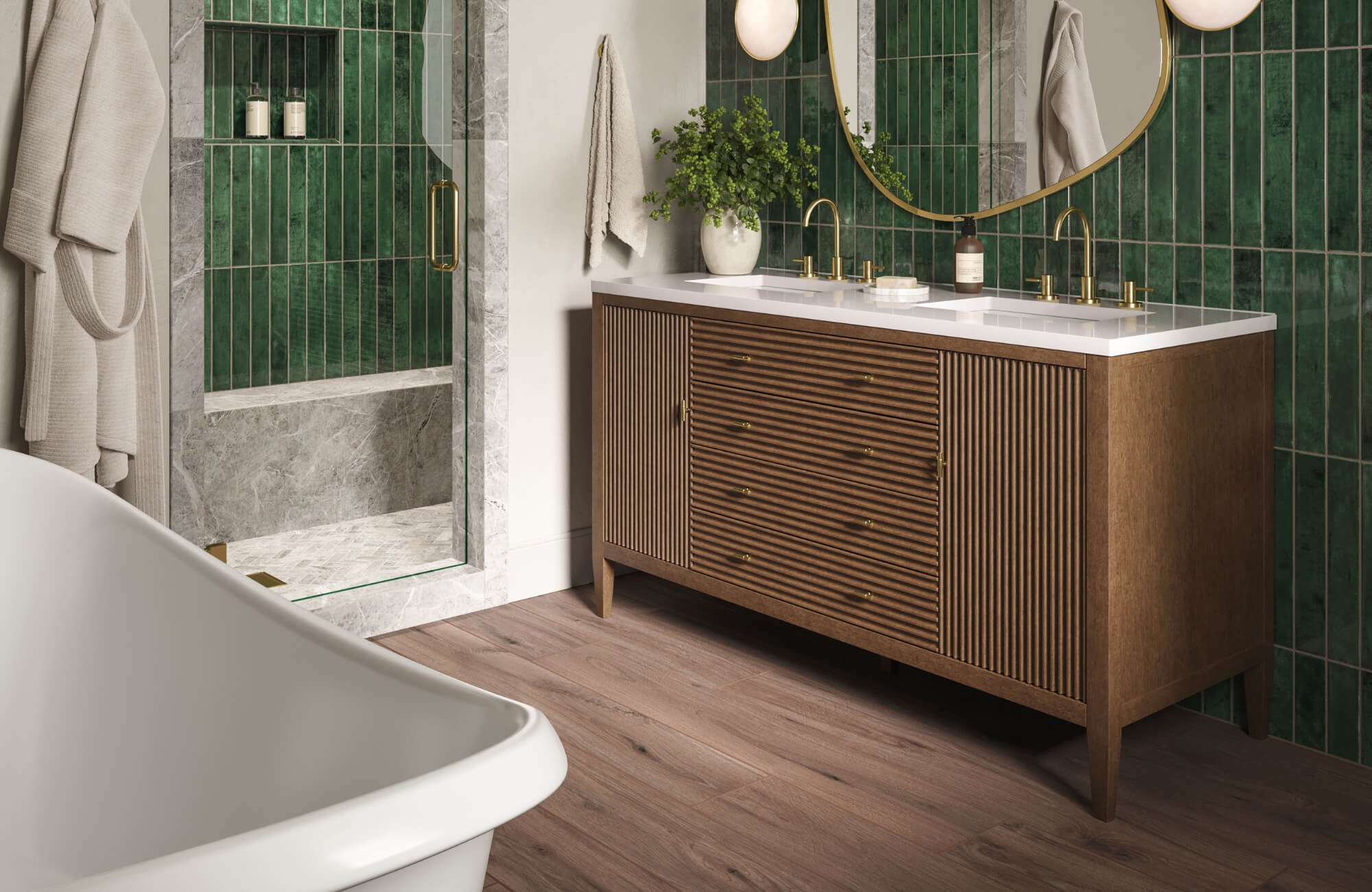 Can You Mix A Wood Vanity With Wood Look Floor Tiles?