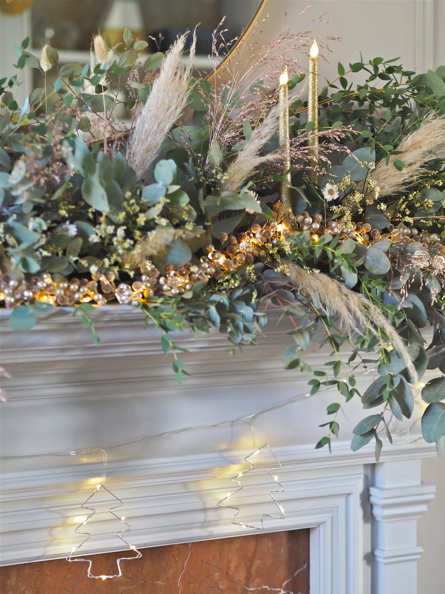 DIY Pampas Grass Christmas Fireplace Garland — MELANIE LISSACK INTERIORS