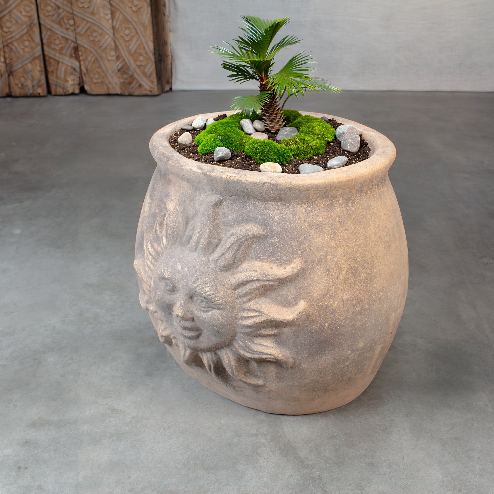 Ellipsis Sun Planter. Vintage Terracotta pot.