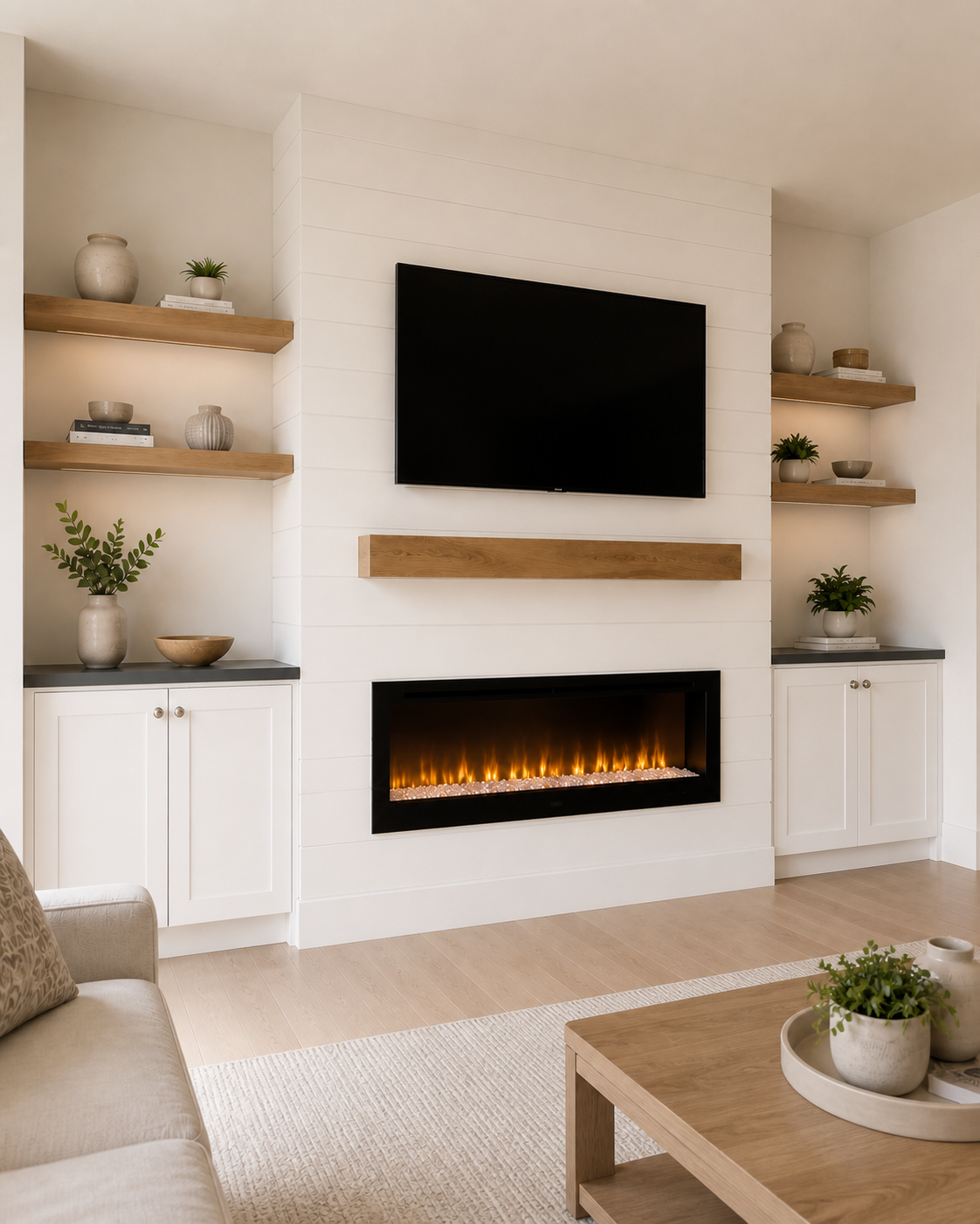 Fireplace Media Wall with Storage | C2-001 | TV Media Wall