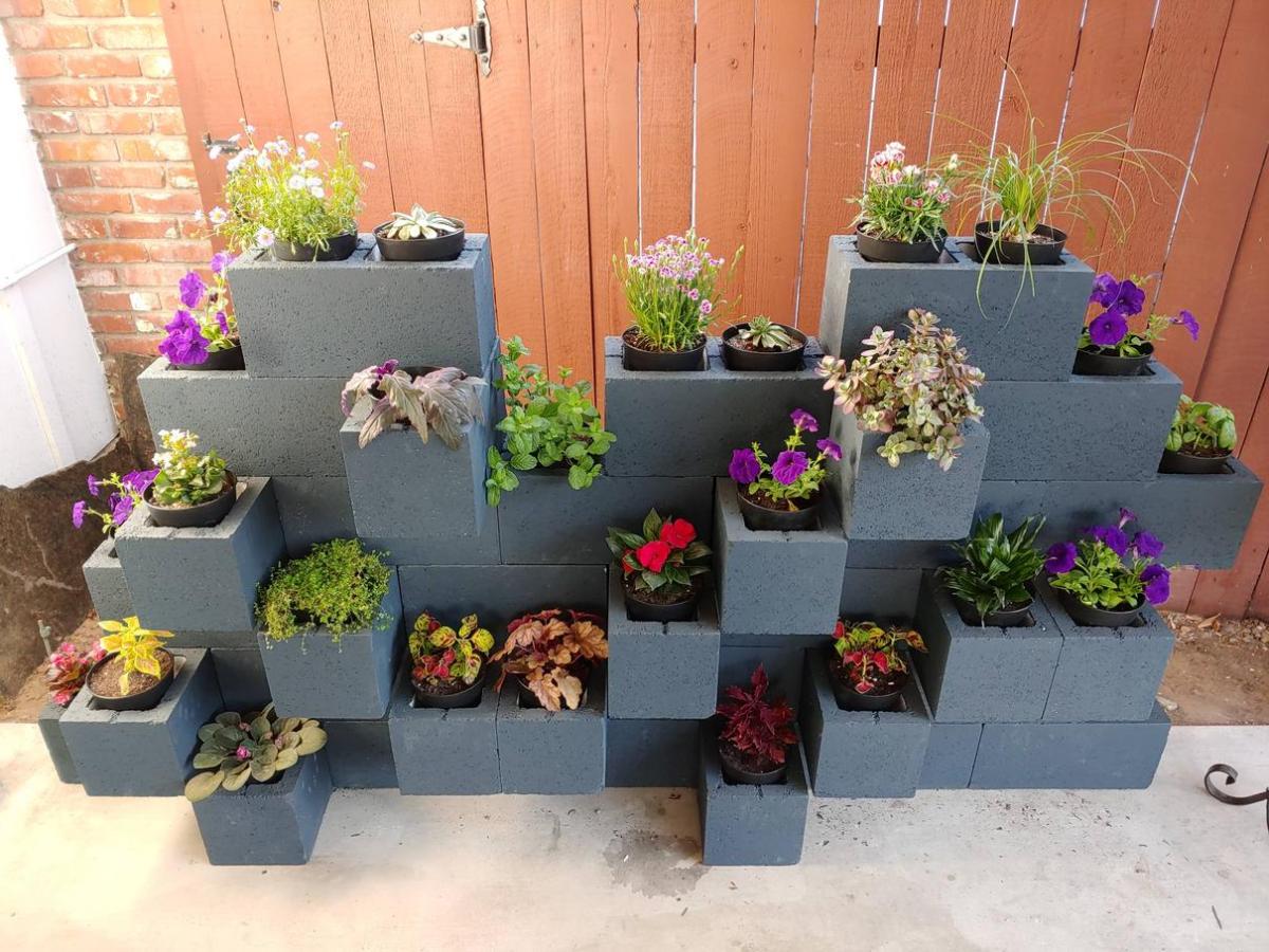 Forget Plant Stands: Cinder Blocks Created a Better Backyard Display