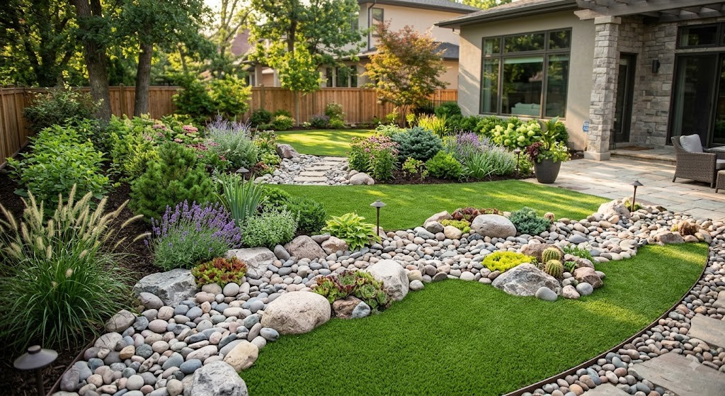 Front Yard Landscaping Ideas with Rocks and Mulch
