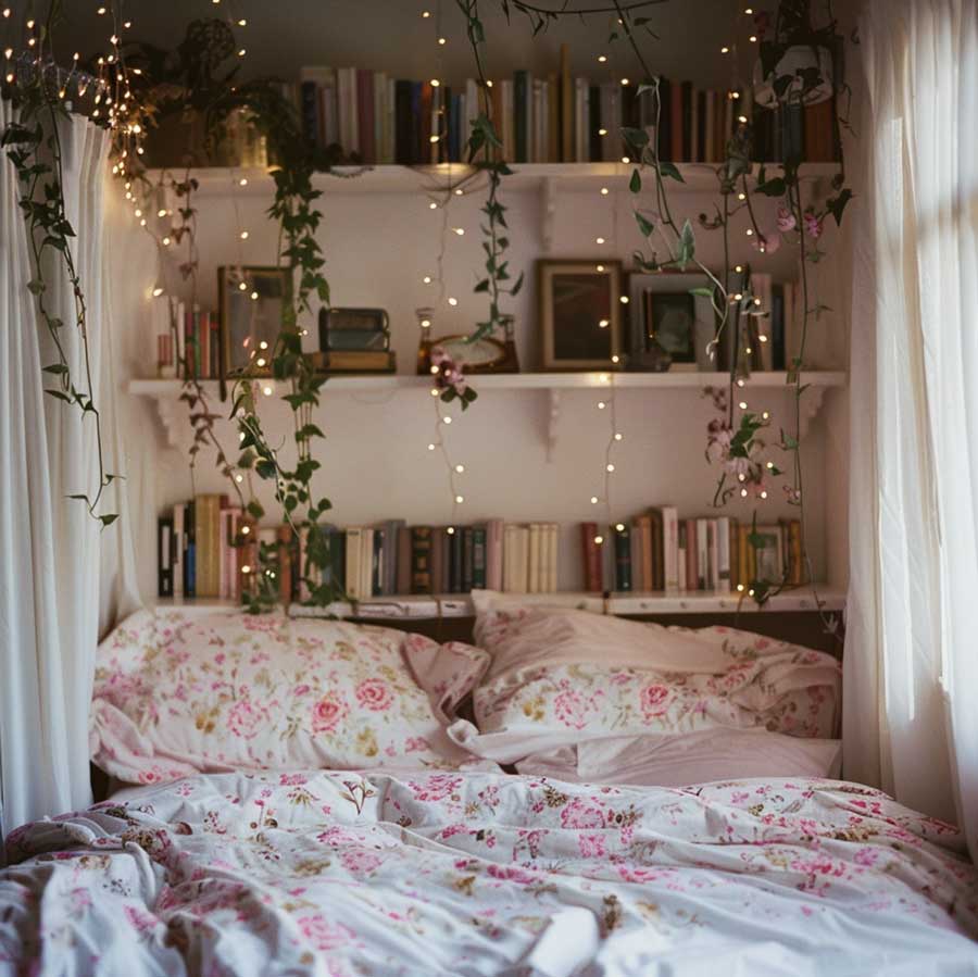 Girl Cozy Fairy Lights Bedroom Free Cozy Bedroom Lights Image Bedroom, Cozy, Lights Download At StockCake