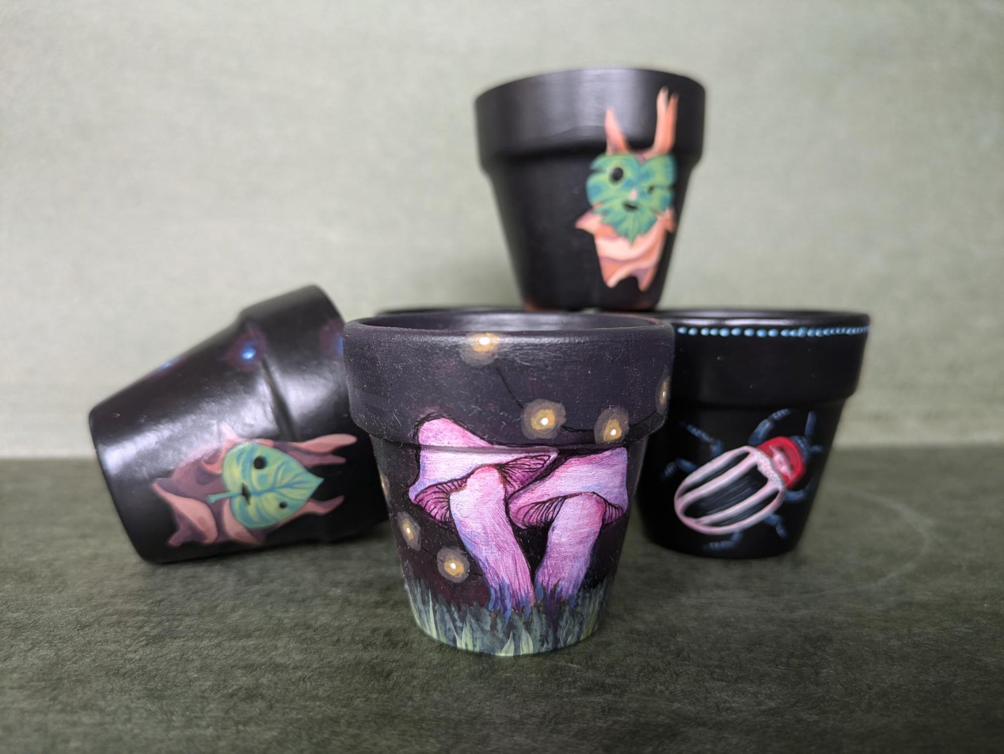 hand painted terracotta plant pots LInda Lu Arts Hand Painted Pots CC