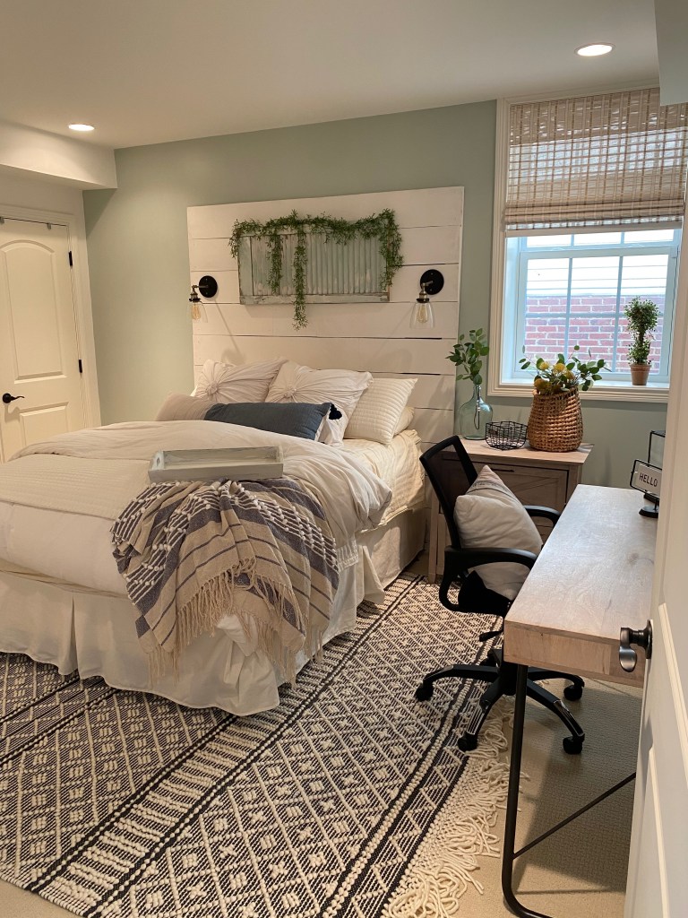 How I Used WoodStock Walls Reclaimed Wood Planks To Transform Our Guest Room Feature Wall - farmhouseish